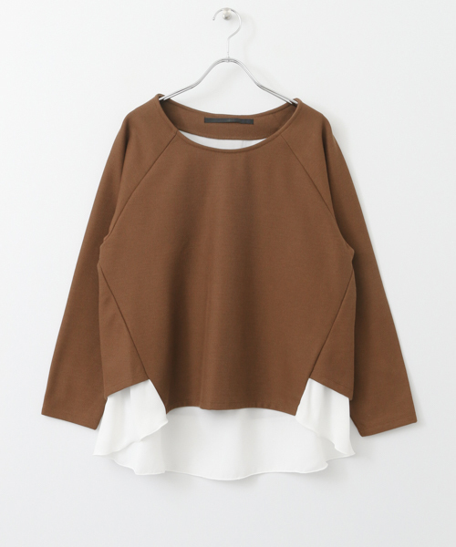 KBF+（ケービーエフプラス）の「KBF+ 裾シフォンカットソー（Tシャツ/カットソー・レディース・ネイビー/オレンジ系その他/チャコールグレー・ONE）」の15枚目の写真