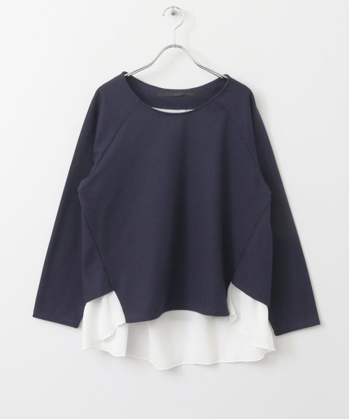 KBF+（ケービーエフプラス）の「KBF+ 裾シフォンカットソー（Tシャツ/カットソー・レディース・ネイビー/オレンジ系その他/チャコールグレー・ONE）」の14枚目の写真