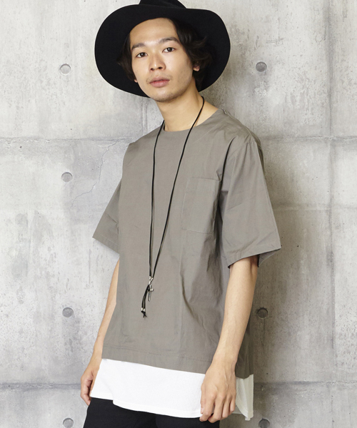 ノーカラープルオーバーシャツ ドッキングシャツ ドッキングTシャツ ノーカラープルオーバーシャツ ドッキングシャツ ドッキングTシャツ
