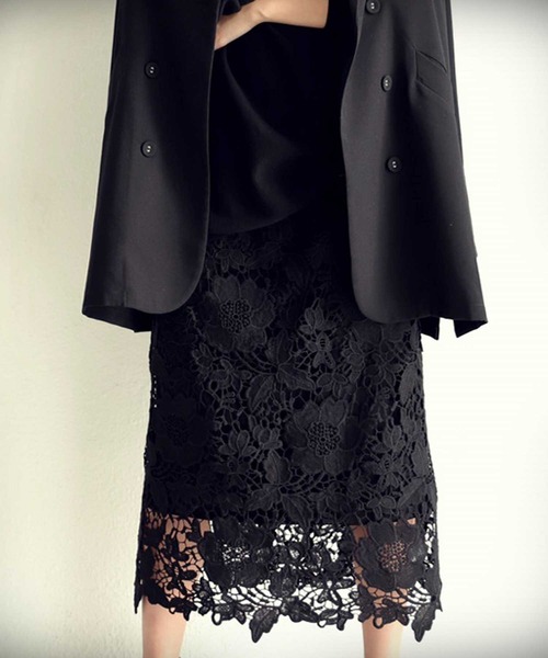 antiqua(アンティカ)の「花柄レーススカート(スカート・レディース・ブラック・FREE)」の10枚目の写真