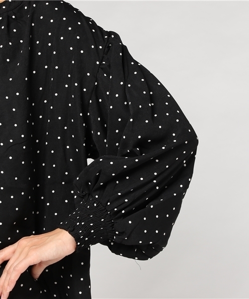 coca（coca）（コカ）の「ドット柄バルーンスリーブキーネックブラウス（シャツ/ブラウス・レディース・ブラック/ホワイト・ONE SIZE）」の9枚目の写真