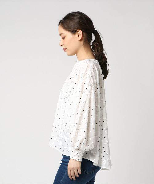 coca（coca）（コカ）の「ドット柄バルーンスリーブキーネックブラウス（シャツ/ブラウス・レディース・ブラック/ホワイト・ONE SIZE）」の13枚目の写真