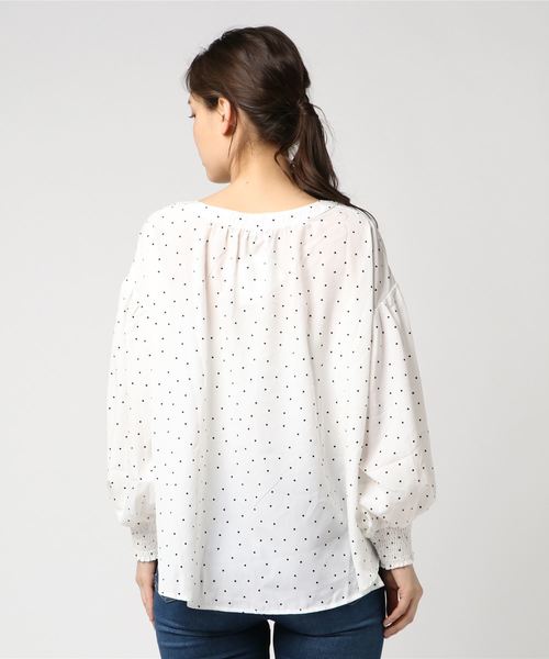 coca（coca）（コカ）の「ドット柄バルーンスリーブキーネックブラウス（シャツ/ブラウス・レディース・ブラック/ホワイト・ONE SIZE）」の18枚目の写真