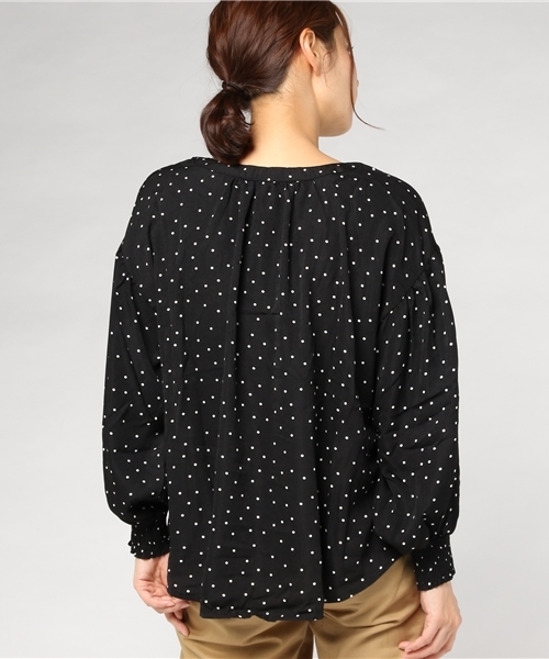 coca（coca）（コカ）の「ドット柄バルーンスリーブキーネックブラウス（シャツ/ブラウス・レディース・ブラック/ホワイト・ONE SIZE）」の16枚目の写真