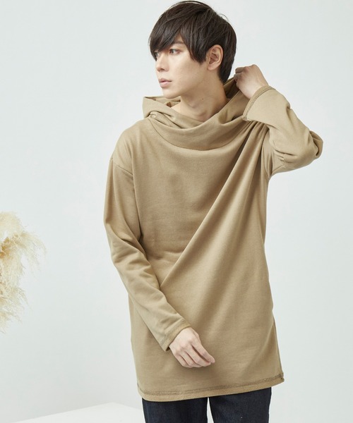 MONO-MART（モノマート）の「ロング丈オーバーサイズプルオーバーBIGパーカー(MONO-MART)（パーカー・メンズ・ブラック/ベージュ/ネイビー/オフホワイト/杢グレー/ヘザーチャコール・FREE）」の6枚目の写真