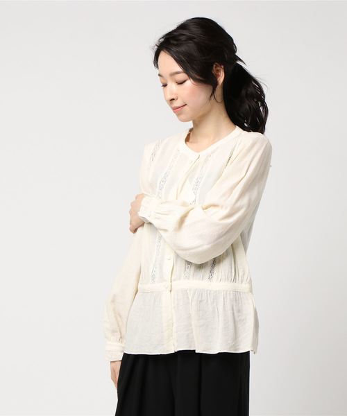 Cheek(チーク)の「ドビーレーシーブラウス(シャツ/ブラウス・レディース・ブラック/イエロー/キナリ・MEDIUM)」の2枚目の写真