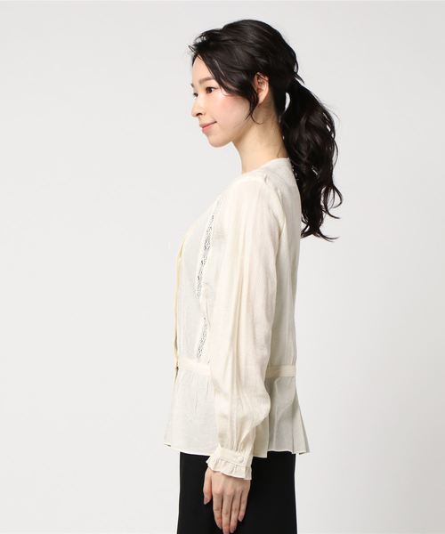 Cheek(チーク)の「ドビーレーシーブラウス(シャツ/ブラウス・レディース・ブラック/イエロー/キナリ・MEDIUM)」の4枚目の写真