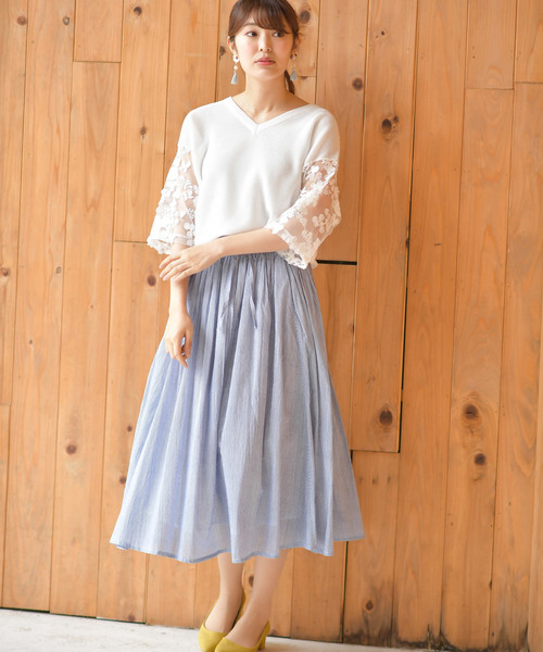 rps（アールピーエス）の「コットンボイルプリントふんわりスカート（スカート・レディース・ネイビー/オフホワイト/ダークネイビー/ブルー系その他2・M）」の5枚目の写真