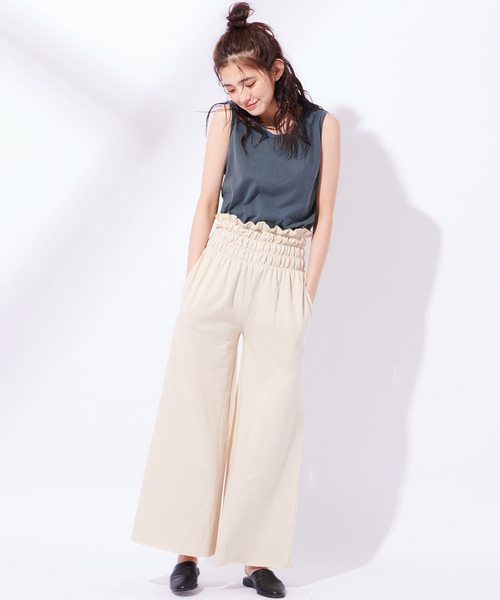 CIAOPANIC(チャオパニック)の「ウエストギャザーイージーパンツ(その他パンツ・レディース・チャコールグレー/ライトベージュ・FREE)」の17枚目の写真