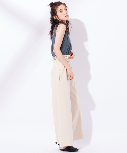 CIAOPANIC(チャオパニック)の「ウエストギャザーイージーパンツ(その他パンツ・レディース・チャコールグレー/ライトベージュ・FREE)」の6枚目の写真