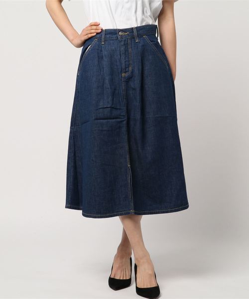 Green Parks(グリーンパークス)の「WR スリット入りデニムスカート(デニムスカート・レディース・ライトインディゴブルー/インディゴブルー・M/L)」の4枚目の写真