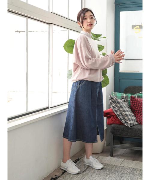 Green Parks(グリーンパークス)の「WR スリット入りデニムスカート(デニムスカート・レディース・ライトインディゴブルー/インディゴブルー・M/L)」の6枚目の写真