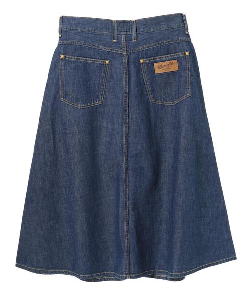Green Parks(グリーンパークス)の「WR スリット入りデニムスカート(デニムスカート・レディース・ライトインディゴブルー/インディゴブルー・M/L)」の8枚目の写真