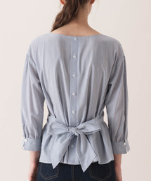 極美品　Burberry Blue label リボン　ストライプ　ブラウス　S BLUE LABEL CRESTBRIDGE（ブルーレーベルクレストブリッジ）の