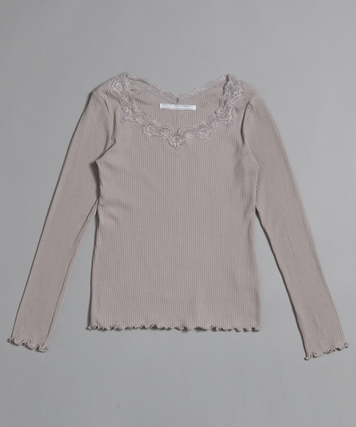 PAGEBOY（ページボーイ）の「レースロングスリーブトップス（Tシャツ/カットソー・レディース・ライトグレー/ブラック/オフホワイト/グレー/ブラウン・FREE）」の3枚目の写真