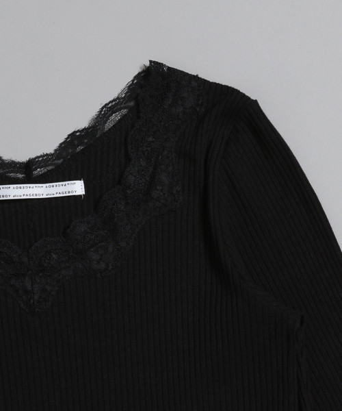 PAGEBOY（ページボーイ）の「レースロングスリーブトップス（Tシャツ/カットソー・レディース・ライトグレー/ブラック/オフホワイト/グレー/ブラウン・FREE）」の11枚目の写真