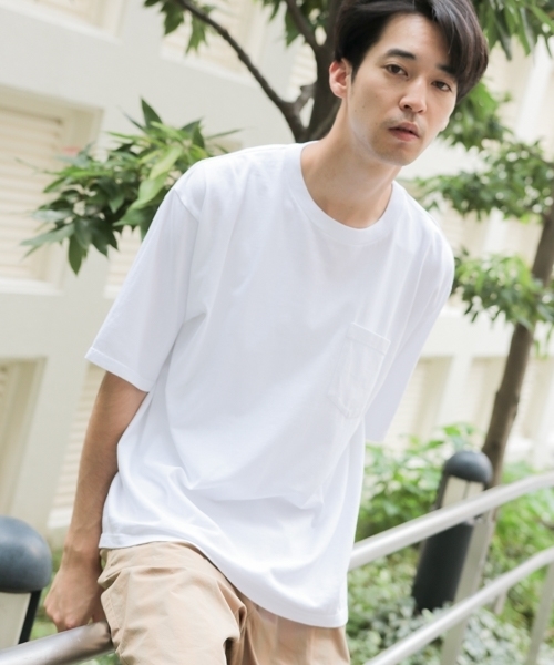 niko and...（ニコアンド）の「オーバーダイポケット付きTシャツ（Tシャツ/カットソー・メンズ・ホワイト/ベージュ/パープル/ネイビー/ピンク/グリーン・MEDIUM/LARGE）」の7枚目の写真