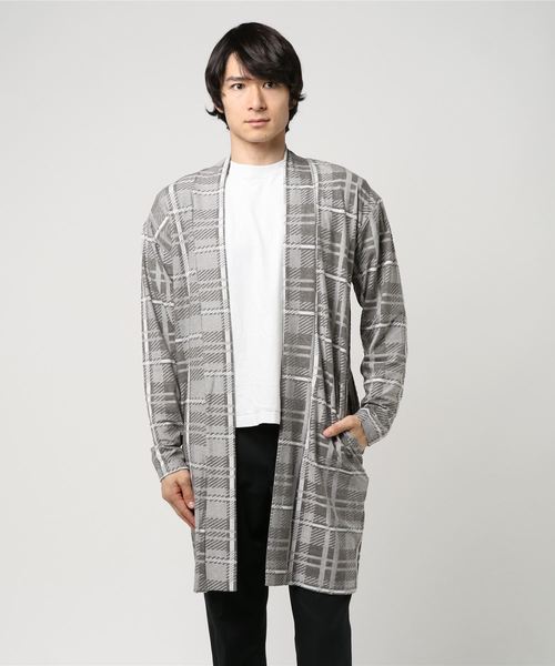 おしゃれスタ(オシャレスタ)の「グレンチェックショールガウン(SS)(その他アウター・メンズ・ブラック/グレー・M/L)」の6枚目の写真