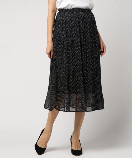 flower(フラワー)の「ドットスウェイングスカート(スカート・レディース・ブラック/ベージュ・FREE)」の2枚目の写真