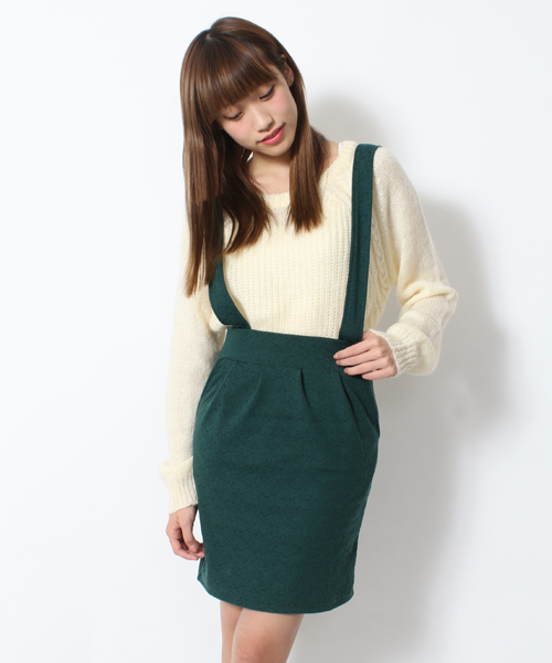 WEGO（ウィゴー）の「WEGO/サスペンダー付きコクーンスカート（スカート・レディース・ホワイト/ブラック/ネイビー/ダークグリーン/ワイン・FREE）」の3枚目の写真