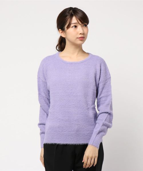 YECCA VECCA（イェッカヴェッカ）の「・ラメフェザーニットプルオーバー（ニット/セーター・レディース・ベージュ/パープル/グリーン/ライトベージュ・FREE）」の4枚目の写真