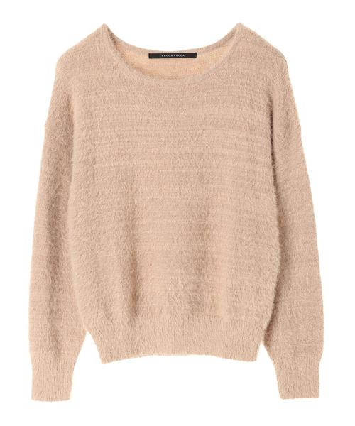 YECCA VECCA（イェッカヴェッカ）の「・ラメフェザーニットプルオーバー（ニット/セーター・レディース・ベージュ/パープル/グリーン/ライトベージュ・FREE）」の5枚目の写真