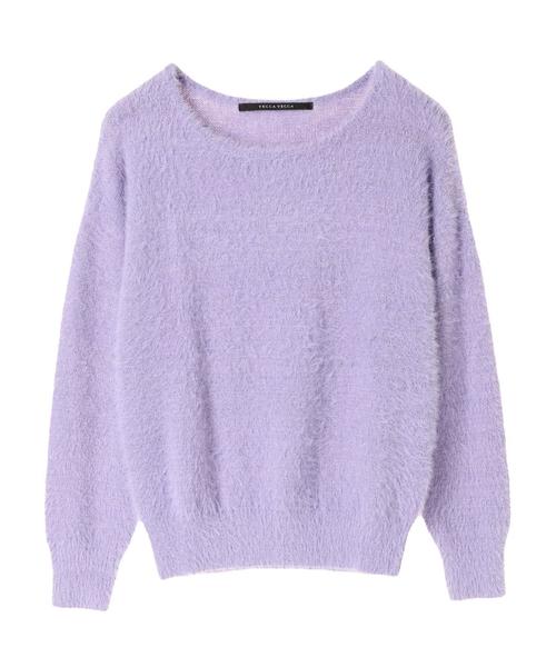 YECCA VECCA（イェッカヴェッカ）の「・ラメフェザーニットプルオーバー（ニット/セーター・レディース・ベージュ/パープル/グリーン/ライトベージュ・FREE）」の11枚目の写真