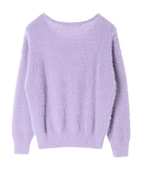 YECCA VECCA（イェッカヴェッカ）の「・ラメフェザーニットプルオーバー（ニット/セーター・レディース・ベージュ/パープル/グリーン/ライトベージュ・FREE）」の8枚目の写真