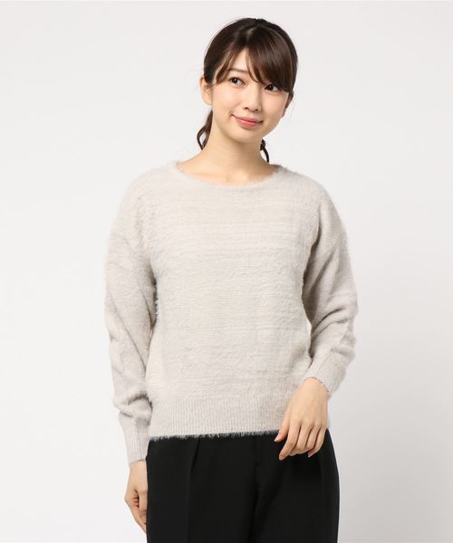 YECCA VECCA（イェッカヴェッカ）の「・ラメフェザーニットプルオーバー（ニット/セーター・レディース・ベージュ/パープル/グリーン/ライトベージュ・FREE）」の13枚目の写真