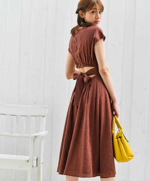 バックボタンリネンワンピース ワンピース Andemiu アンデミュウ のファッション バックボタンリネンワンピース をセール価格で購入できます Andemiu セール Web限定 ワンピース Web限定 オープニング 大放出セール の
