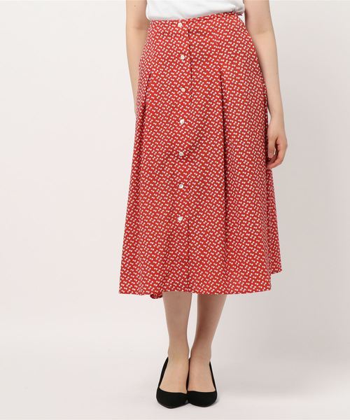 IENA（イエナ）の「フェザープリントスカート◆（スカート・レディース・レッド・38/34/36）」の4枚目の写真