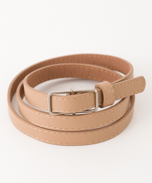 Libby&Rose(リビーアンドローズ)の「スクエアバックルナローベルト(ベルト・レディース・ベージュ/ブラウン/キャメル/ブラック×シルバー/ブラック×ゴールド・FREE)」の4枚目の写真