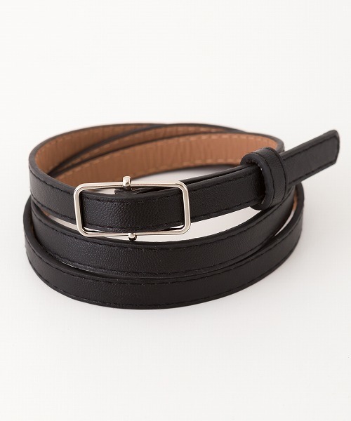 Libby&Rose(リビーアンドローズ)の「スクエアバックルナローベルト(ベルト・レディース・ベージュ/ブラウン/キャメル/ブラック×シルバー/ブラック×ゴールド・FREE)」の2枚目の写真