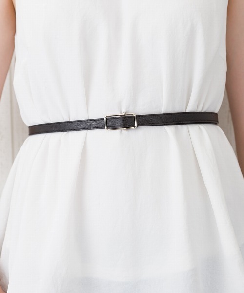 Libby&Rose(リビーアンドローズ)の「スクエアバックルナローベルト(ベルト・レディース・ベージュ/ブラウン/キャメル/ブラック×シルバー/ブラック×ゴールド・FREE)」の12枚目の写真