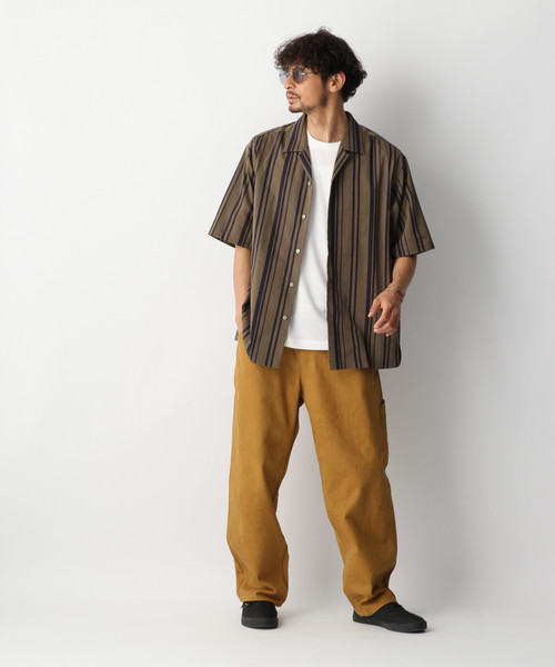 GLOBAL WORK（グローバルワーク）の「ランダムストライプシャツ/843403（シャツ/ブラウス・メンズ・オレンジ系その他2/ネイビー/ホワイト・LARGE/SMALL/MEDIUM/X-LARGE）」の5枚目の写真