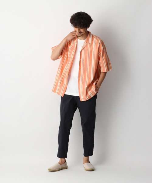 GLOBAL WORK（グローバルワーク）の「ランダムストライプシャツ/843403（シャツ/ブラウス・メンズ・オレンジ系その他2/ネイビー/ホワイト・LARGE/SMALL/MEDIUM/X-LARGE）」の6枚目の写真