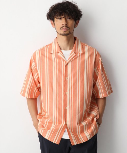 GLOBAL WORK（グローバルワーク）の「ランダムストライプシャツ/843403（シャツ/ブラウス・メンズ・オレンジ系その他2/ネイビー/ホワイト・LARGE/SMALL/MEDIUM/X-LARGE）」の8枚目の写真