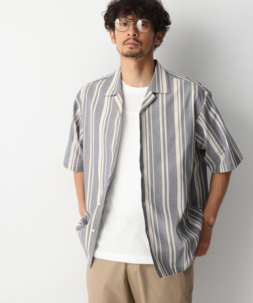 GLOBAL WORK（グローバルワーク）の「ランダムストライプシャツ/843403（シャツ/ブラウス・メンズ・オレンジ系その他2/ネイビー/ホワイト・LARGE/SMALL/MEDIUM/X-LARGE）」の13枚目の写真