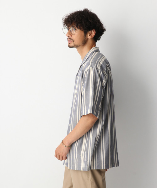 GLOBAL WORK（グローバルワーク）の「ランダムストライプシャツ/843403（シャツ/ブラウス・メンズ・オレンジ系その他2/ネイビー/ホワイト・LARGE/SMALL/MEDIUM/X-LARGE）」の14枚目の写真