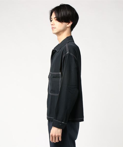 WEGO（ウィゴー）の「WEGO/カラーステッチビッグシルエットシャツ（シャツ/ブラウス・メンズ・ベージュ/ブラウン/ブラック/パープル・MEDIUM/LARGE）」の5枚目の写真