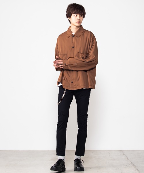 WEGO（ウィゴー）の「WEGO/カラーステッチビッグシルエットシャツ（シャツ/ブラウス・メンズ・ベージュ/ブラウン/ブラック/パープル・MEDIUM/LARGE）」の11枚目の写真