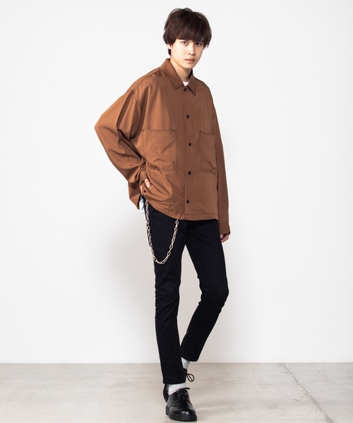 WEGO（ウィゴー）の「WEGO/カラーステッチビッグシルエットシャツ（シャツ/ブラウス・メンズ・ベージュ/ブラウン/ブラック/パープル・MEDIUM/LARGE）」の12枚目の写真