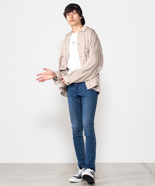 WEGO（ウィゴー）の「WEGO/カラーステッチビッグシルエットシャツ（シャツ/ブラウス・メンズ・ベージュ/ブラウン/ブラック/パープル・MEDIUM/LARGE）」の15枚目の写真