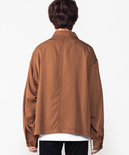 WEGO（ウィゴー）の「WEGO/カラーステッチビッグシルエットシャツ（シャツ/ブラウス・メンズ・ベージュ/ブラウン/ブラック/パープル・MEDIUM/LARGE）」の21枚目の写真