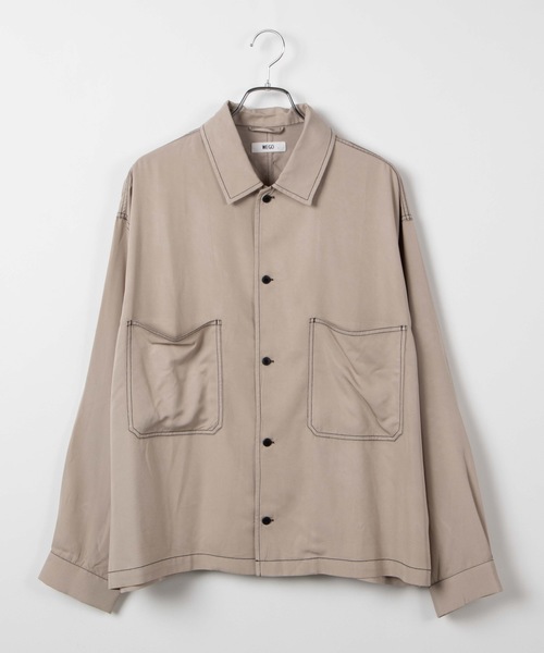 WEGO（ウィゴー）の「WEGO/カラーステッチビッグシルエットシャツ（シャツ/ブラウス・メンズ・ベージュ/ブラウン/ブラック/パープル・MEDIUM/LARGE）」の22枚目の写真