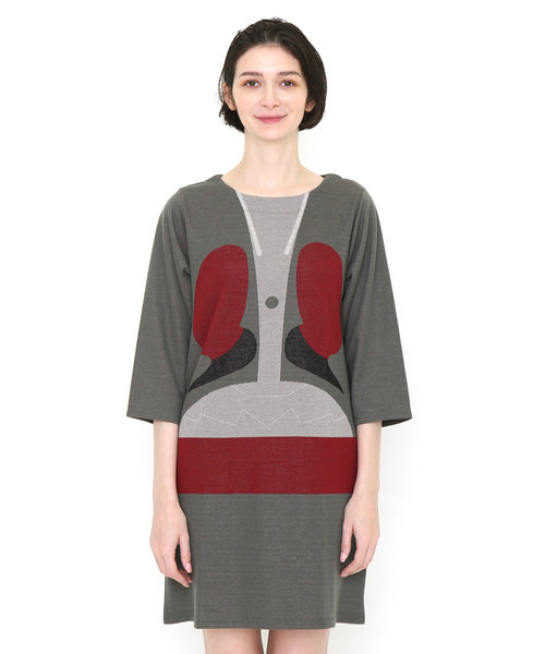 Design Tshirts Store Graniph デザイン ティーシャツ ストア グラニフ の ジャカードワンピース 仮面ライダーフェイス 仮面ライダー グリーン ワンピース Wear