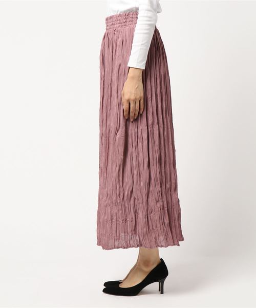 natural couture（ナチュラルクチュール）の「シャイニークリンクルスカート（スカート・レディース・ピンク/ベージュ/ミント/キャメル・FREE）」の5枚目の写真