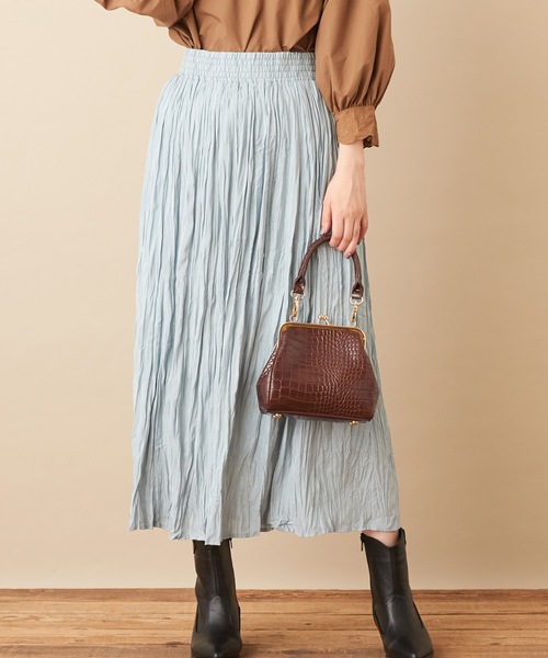 natural couture（ナチュラルクチュール）の「シャイニークリンクルスカート（スカート・レディース・ピンク/ベージュ/ミント/キャメル・FREE）」の2枚目の写真