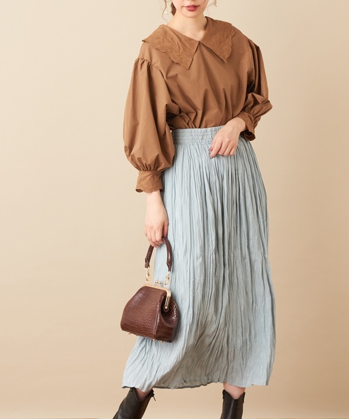 natural couture（ナチュラルクチュール）の「シャイニークリンクルスカート（スカート・レディース・ピンク/ベージュ/ミント/キャメル・FREE）」の22枚目の写真