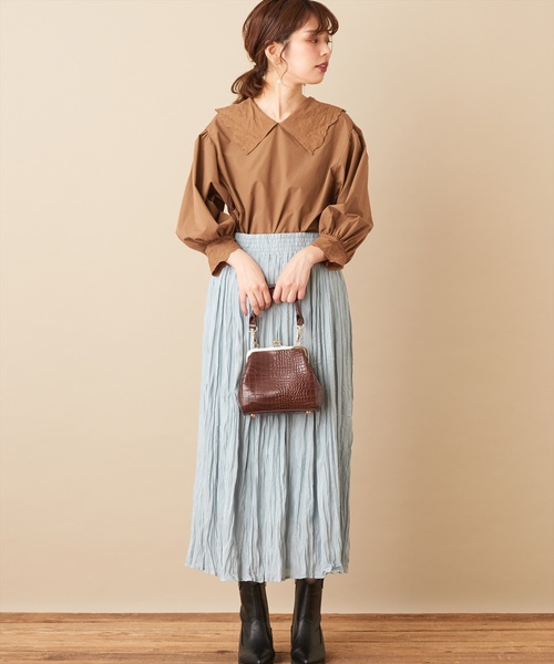 natural couture（ナチュラルクチュール）の「シャイニークリンクルスカート（スカート・レディース・ピンク/ベージュ/ミント/キャメル・FREE）」の21枚目の写真